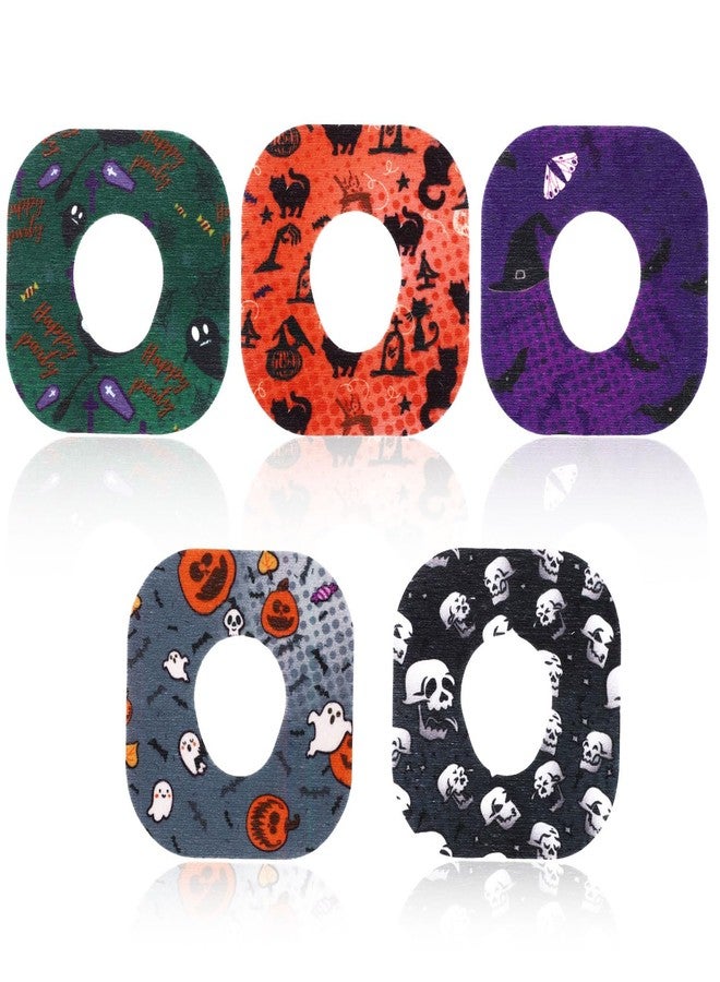 XIHIRCD 25pcs Adhesive Patches for Dexcom G7, 5 Styles Halloween Pattern CGM Sensor Patches Waterproof Sweatproof Sensor Stickers Overpatch for Dexcom G7 - Image 1